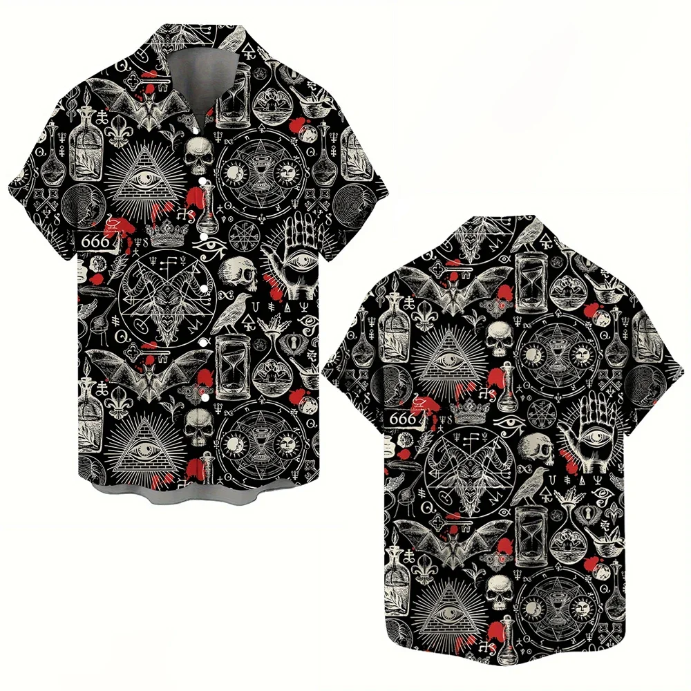 3D Printed Men's Hawaiian Shirt with Skull Design