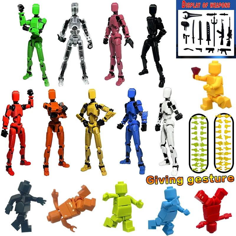 

Titan 13 Multi Jointed Action Figures Building Blocks Movable Head Waist Hand Bending Leg Lucky 13 Robot Weapon Toy for Xmas Kid