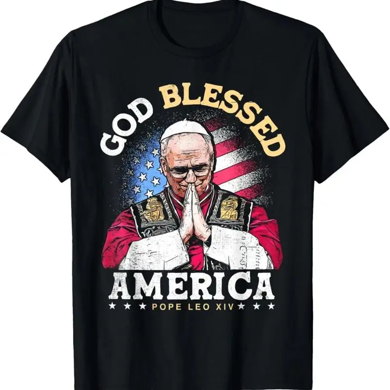 الله المبارك أمريكا الوطنية الخيالية البابا ليو Xiv تي شيرت #1