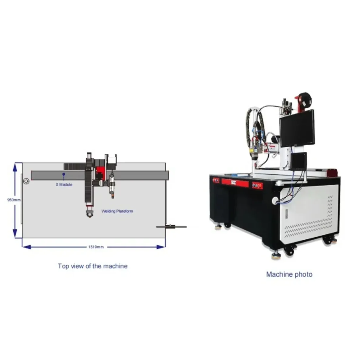 6000w Automatic Welding Machine Spare Parts Stainless Steel Welding Equipment with Working Table and CCD