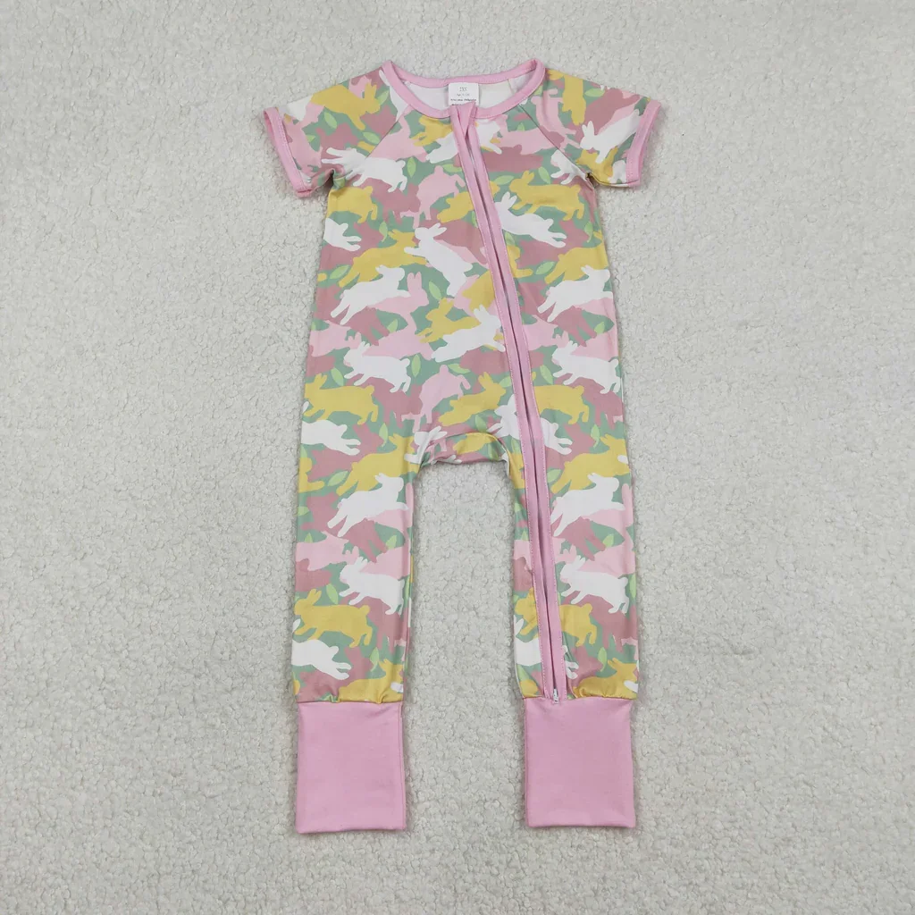 Easter Rabbit Pink Baby Sleepers Footie Romper