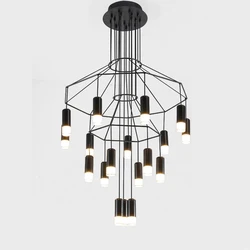 Modern Salon Chandelier Kitchen Living Dining Room Lobby Hall Stair Wireflow Hanging Lamp Loft Nordic Deco Pendant Light Lustre