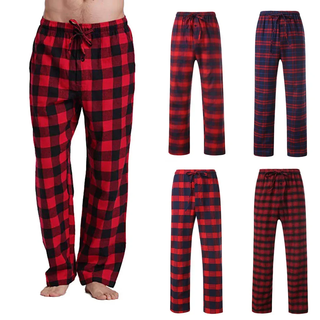 

Fashion Men´s Casual Cotton Pajama Long Pant Soft Comfortable Loose Elastic Waistband Plaid Cozy Sleepwear Home Lounge Pants New