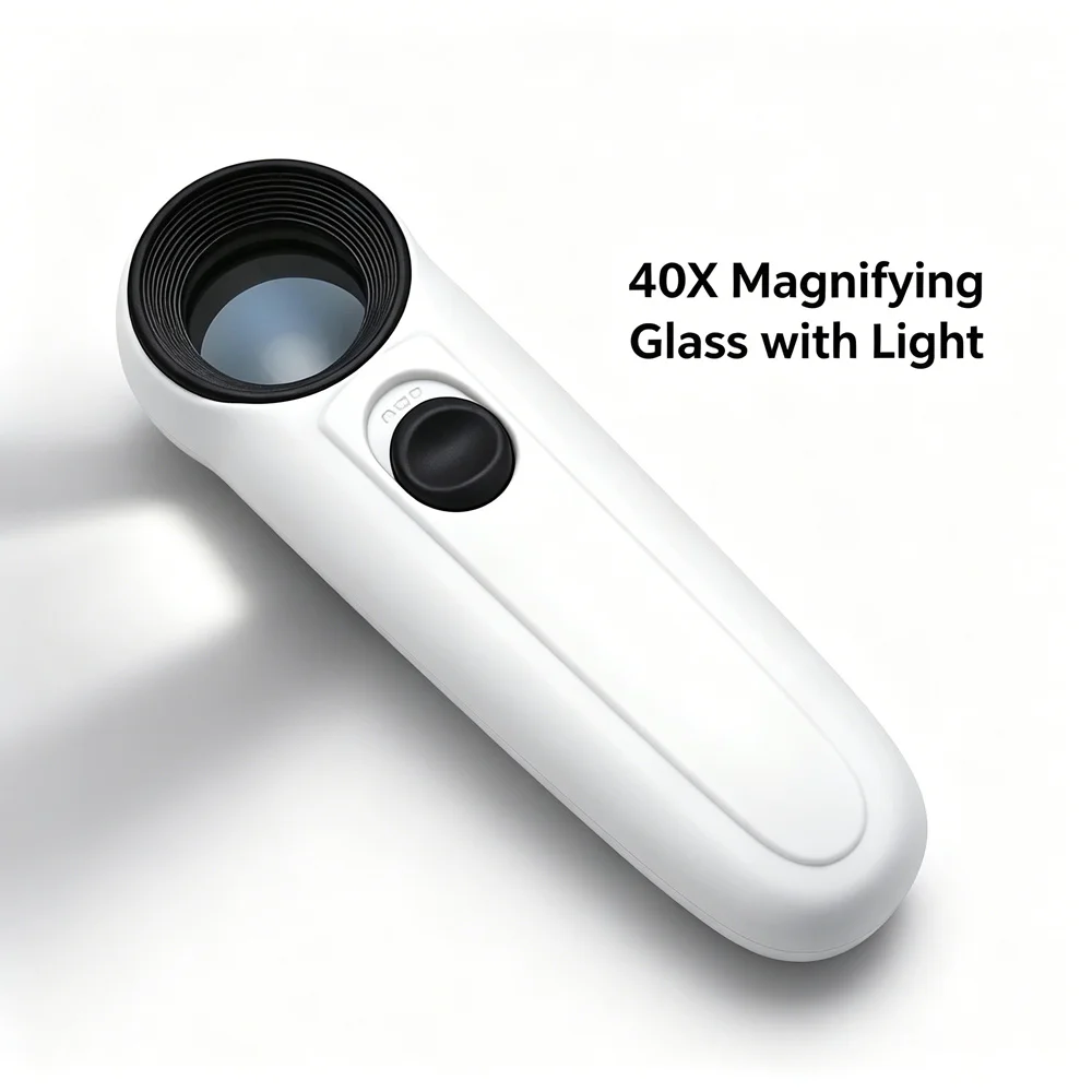 40X Mini Pocket LED Magnifier Hand Glass For Jewelry Identification Watch Circuit Repair Observation Supply