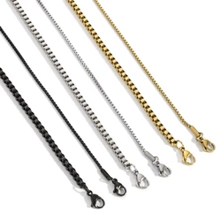 HONGTONG 1.5 To 3.0 MM Stainless Steel Box Chain Necklaces For Men And Women Jewelry Fashion Long Chains Waterproof Accessories