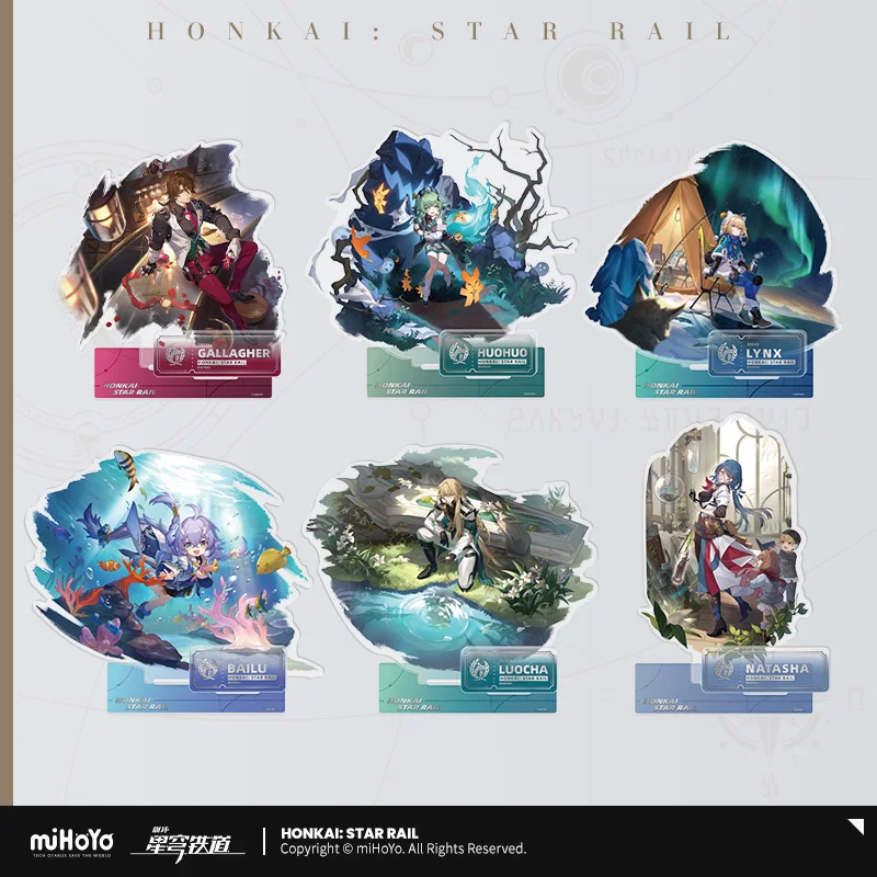 2024 Anime Honkai: Star Rail Vertical Drawing Series Abundance Acrylic Stand Card Desk Decor Gift Natasha Bailu Luocha Lynx