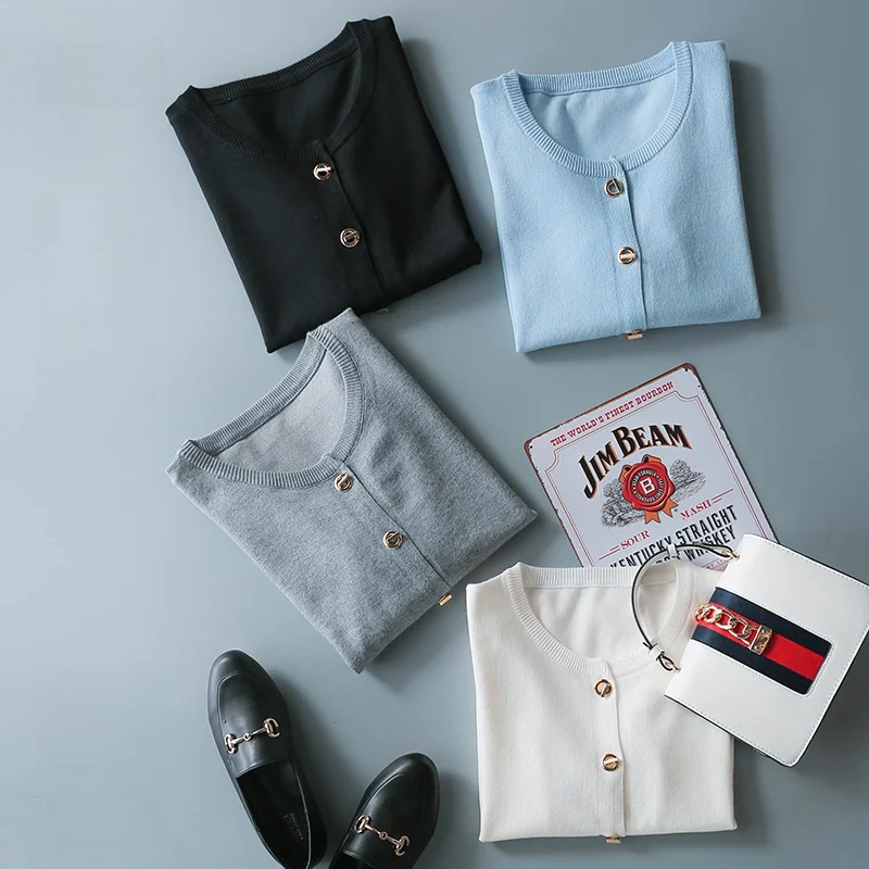 

Elegant Women Knitted Cardigans Fashion Long Sleeve Coats Single Breasted O-Neck Korean Sweaters Tops Casual Mujer Outerwear