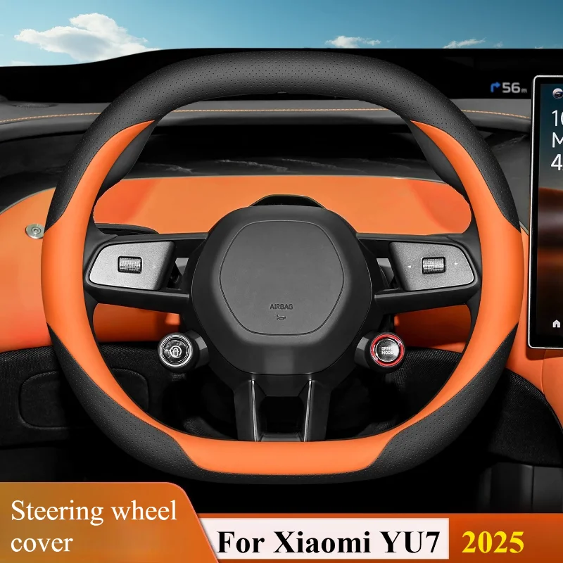 

For Xiaomi YU7 2025 Car Steering Wheel Cover Leather Non-slip Auto Interior Accessories