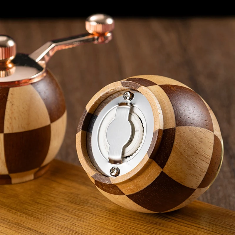 ABDJ-Checkerboard Hand Crank Salt And Pepper Grinder Set Fashion Manual Grinder Kitchen Gift