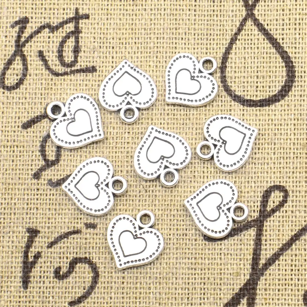 Cute Jewelry Children Craft Charms Peach Heart Antique Silver Color Pendants Jewelry Making 12x13mm 20pcs