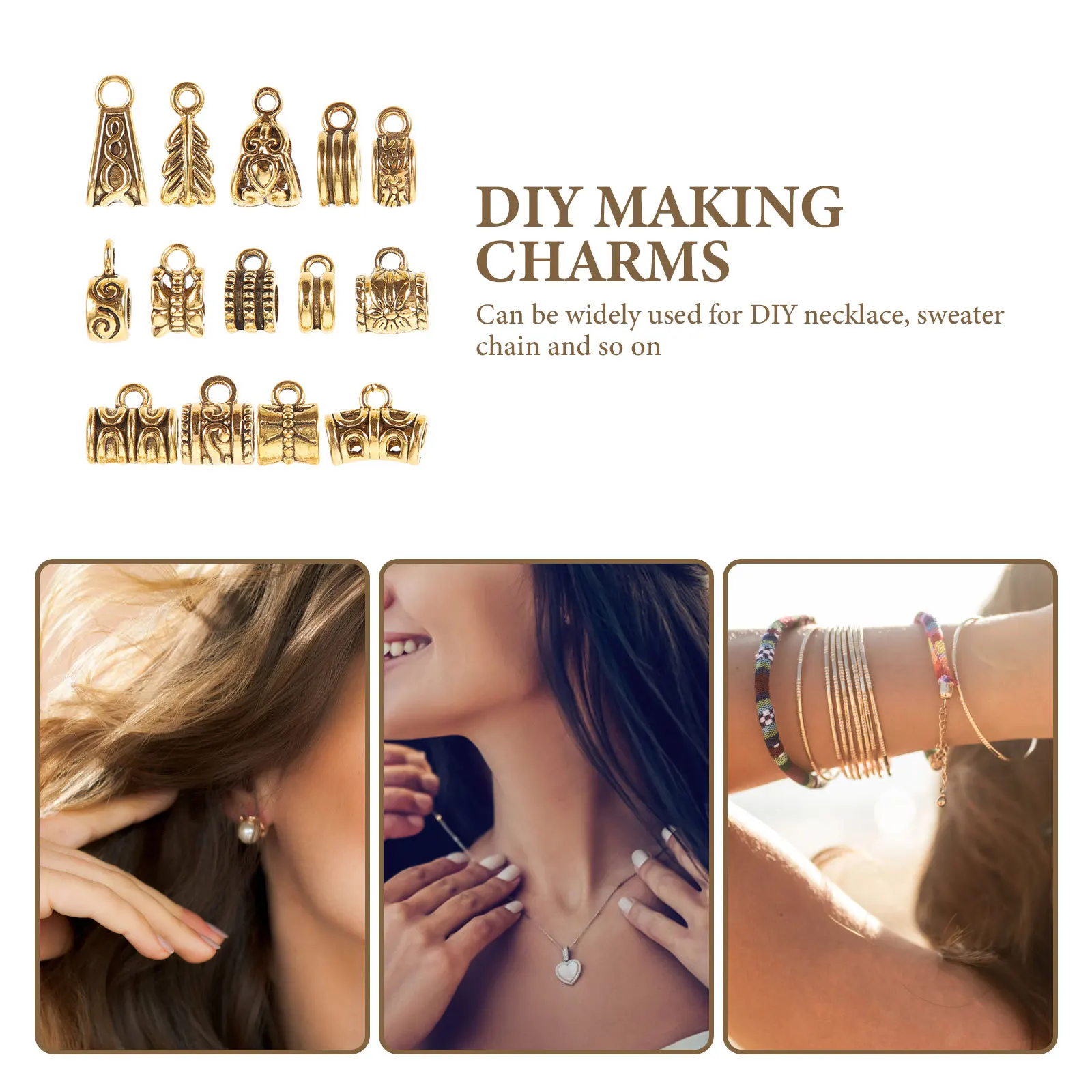 

120 Pcs Jewelry Pendant Connector Charms for Necklaces Bail Tube Beads Hanger Braclets Making Links Supplies Pendants