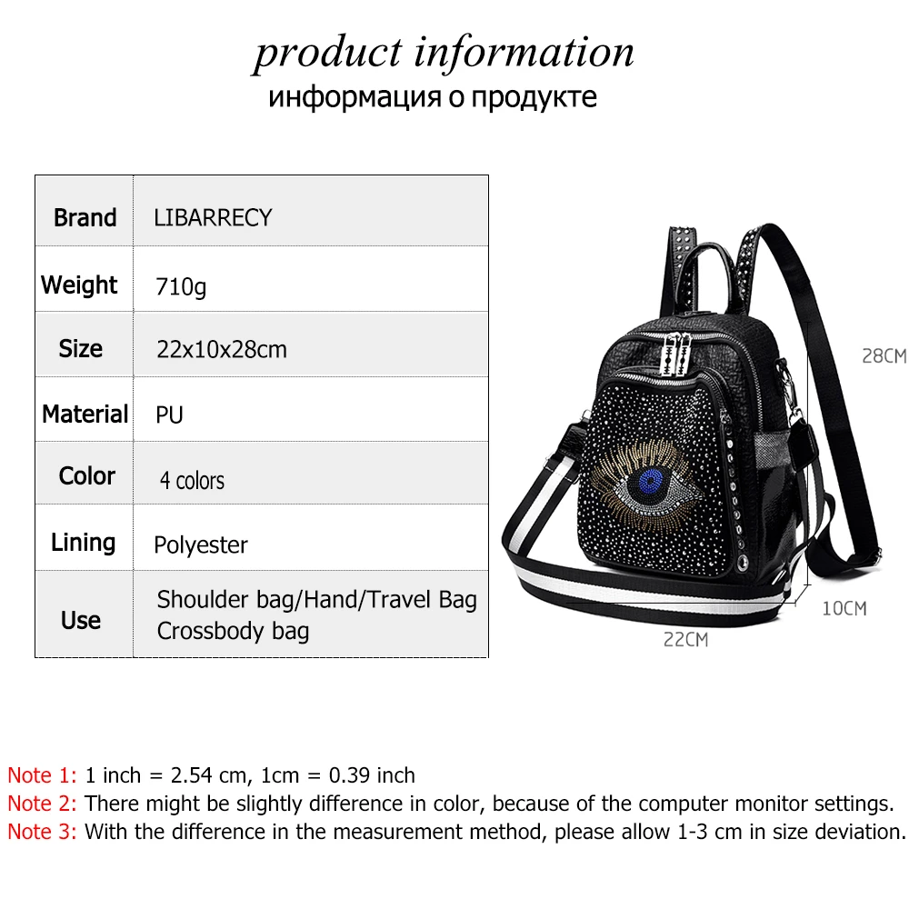 Luxury Brand Women Leather Backpacks for Girls Sac A Dos Casual Daypack Black Diamonds School Bags for Girls Mochila Rucksack