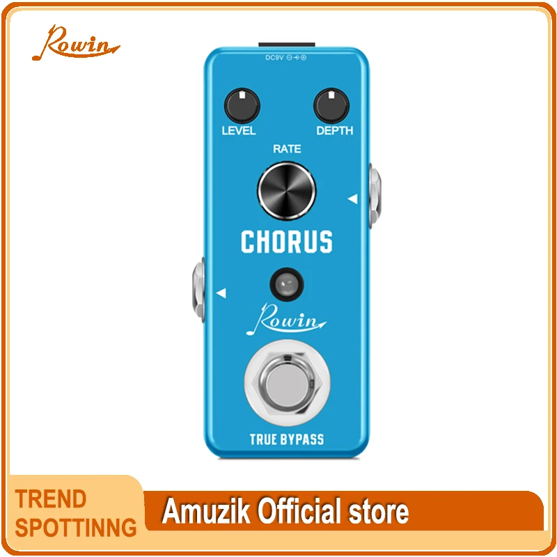 Rowin Portable Guitar Effect Pedal Bluesy Compressor Distortion Overdrive Tuner Chorus 9V 1A Adapter 10 Ways Pedal Power Supply