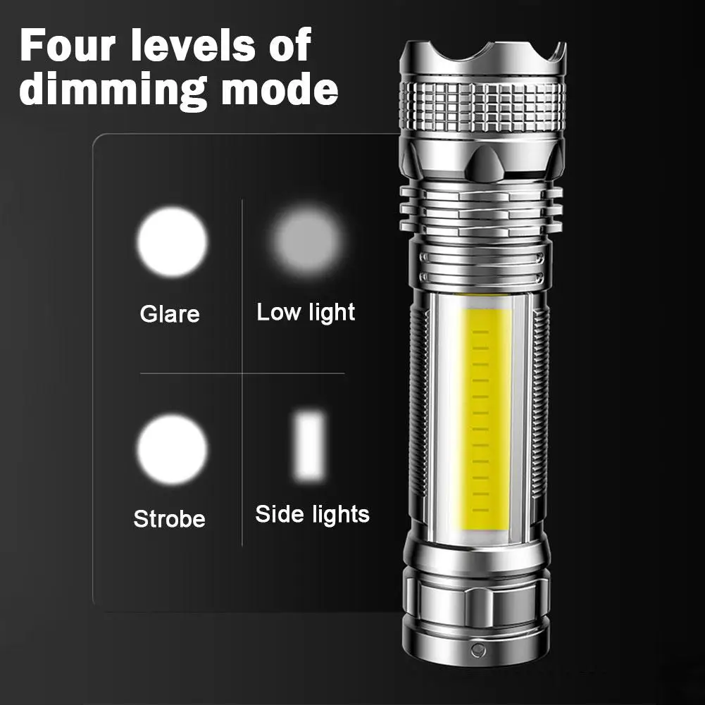 Mini Torch Led Rechargeable Flashlight Portable Usb Bank Long Waterproof Lantern Flashlight Charging Range Camping Power Hi R6u5