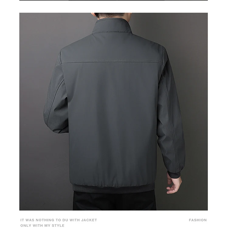 Oversize Fleece Lined Cotton Jacket Men Autumn Winter Thick Warm Business Stand Collar Coat For Middle Aged Fathers Daily Formal
