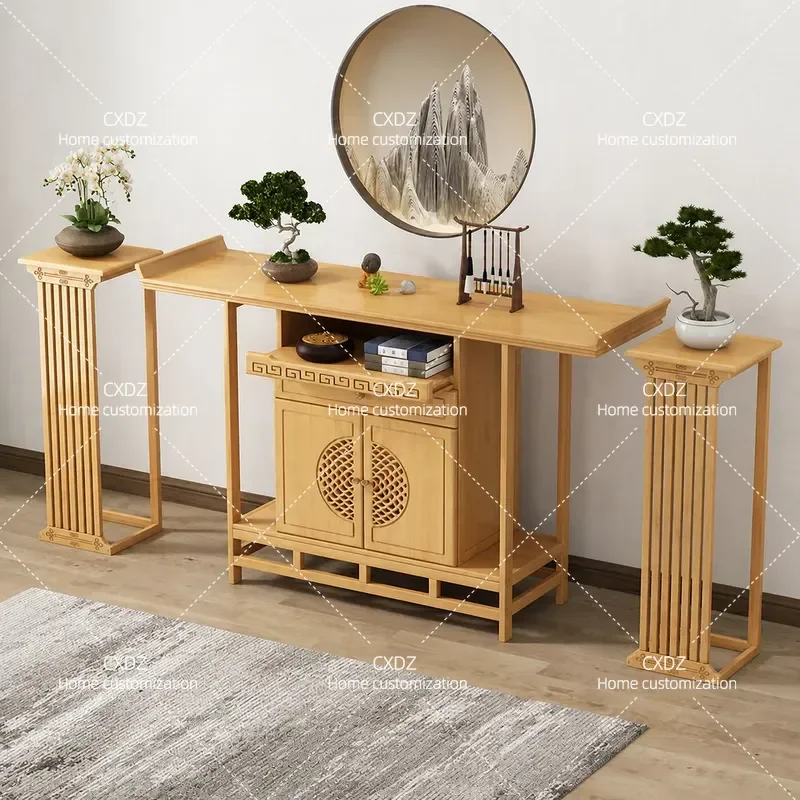 New Chinese Style Entrance Table Light Luxury Solid Wood Entryway Cabinet Household Console Table for Living Room Hallway