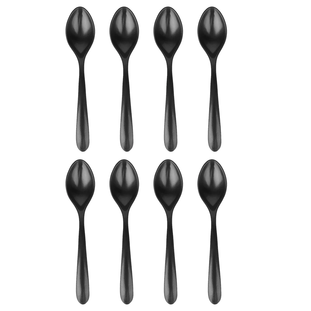 

8 Pcs Black Matte Soup Spoon Stirring Spoons Asian Pho Kitchen Rice Chinese Serving