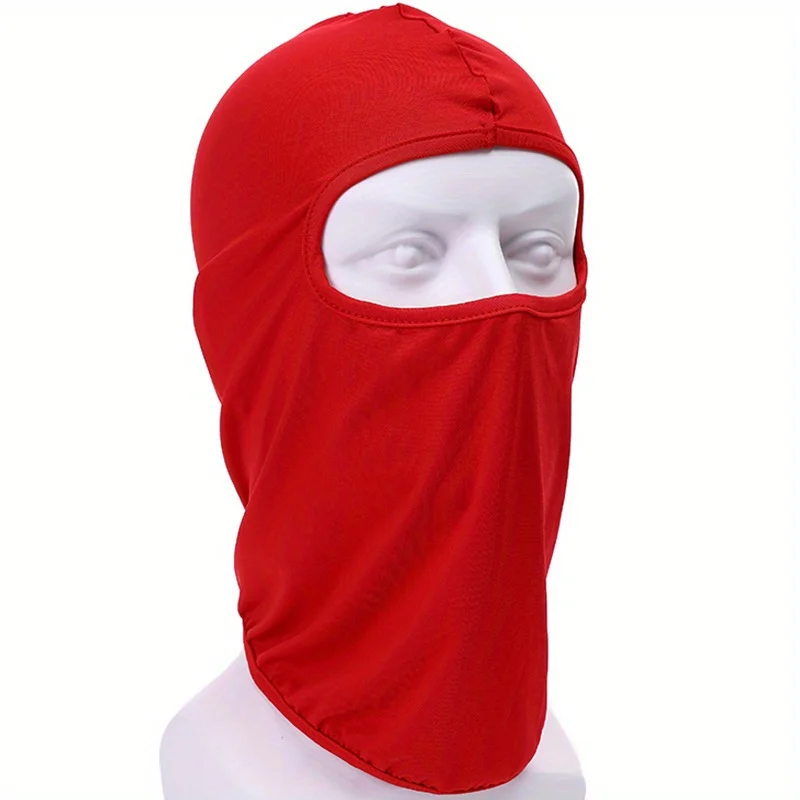 2pcs Red Quick Dry Lycra Balaclava, 14.96in Full Face Mask Hat, Summer Sun UV Protection Neck Cover, Ultra Breathable Outdoor Sp