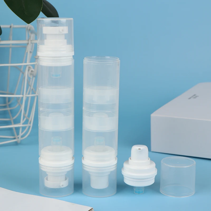 {MX} 5 ml/10 ml doppelköpfiger, nachfüllbarer Vakuumbehälter für Kosmetika, Presstyp, Sprüh-/Lotion-Verpackungsflasche für Cremegel