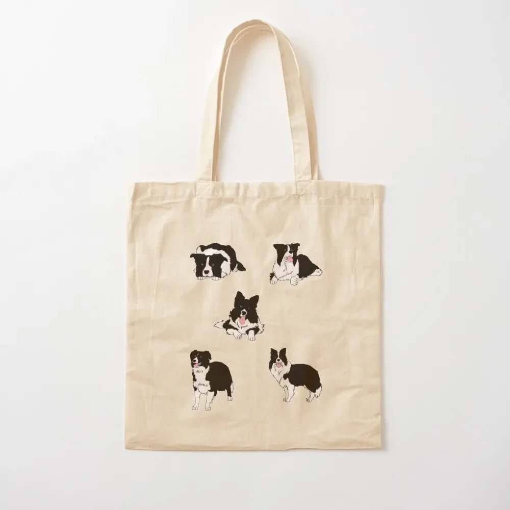 Border Collies Tote Bag กระเป๋าขนาดใหญ่ กระเป๋าผ้าสั่งทํา กระเป๋านิเวศแบบพับได้