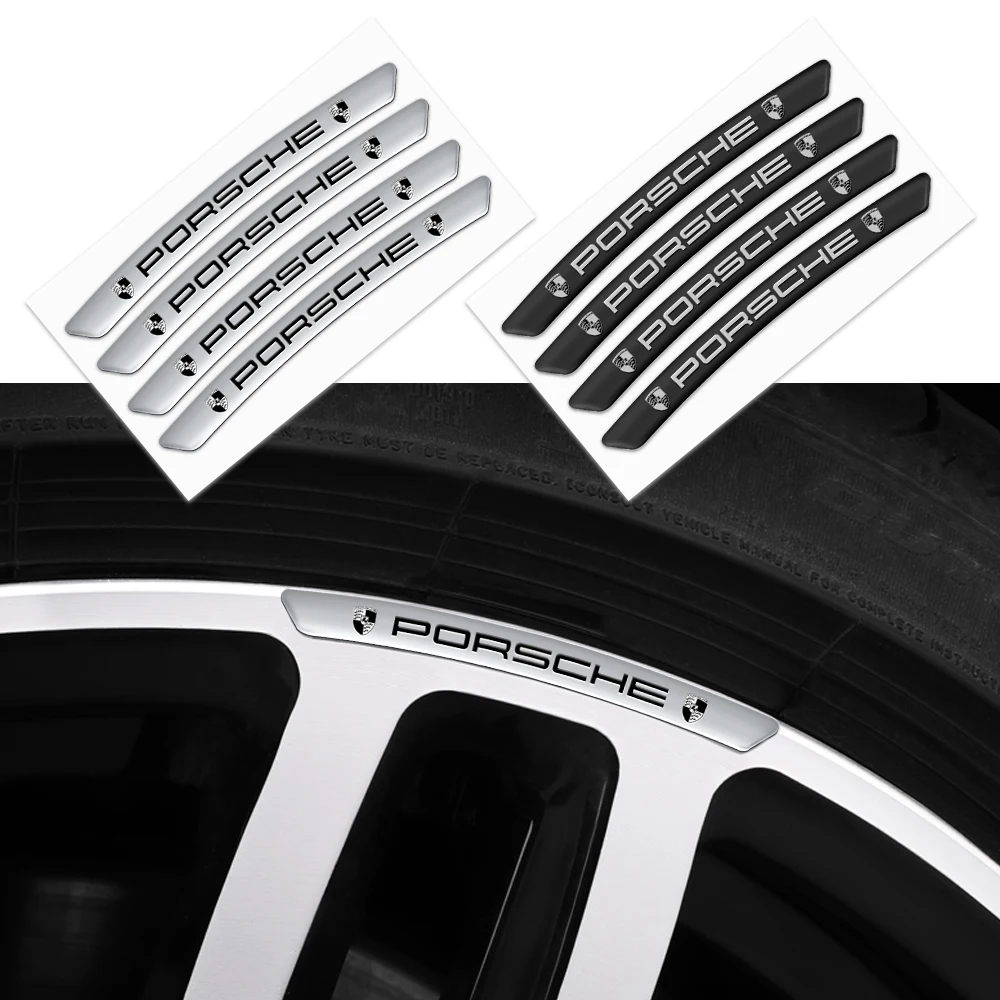 4pcs Aluminum Car Styling Wheel Rim Sticker Emblem Accessories For Porsche 928 Boxster Cayenne Panamera Carrera-GT 918-Spyder