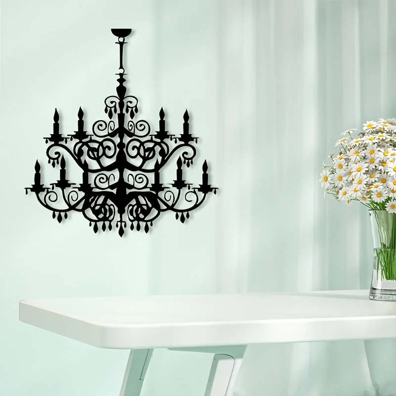 Vintage Chandelier Metal Wall Art, Pink Painted Iron Decor for Bedroom, Christmas Gift for Home Decor Lovers