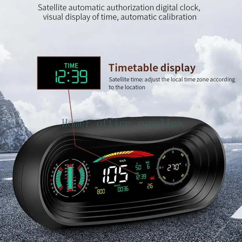 

K43B Auto for Head Up Display Speed Projector Inclinometer HUD Display GPS Speedometer Windshield Fatigue Driving