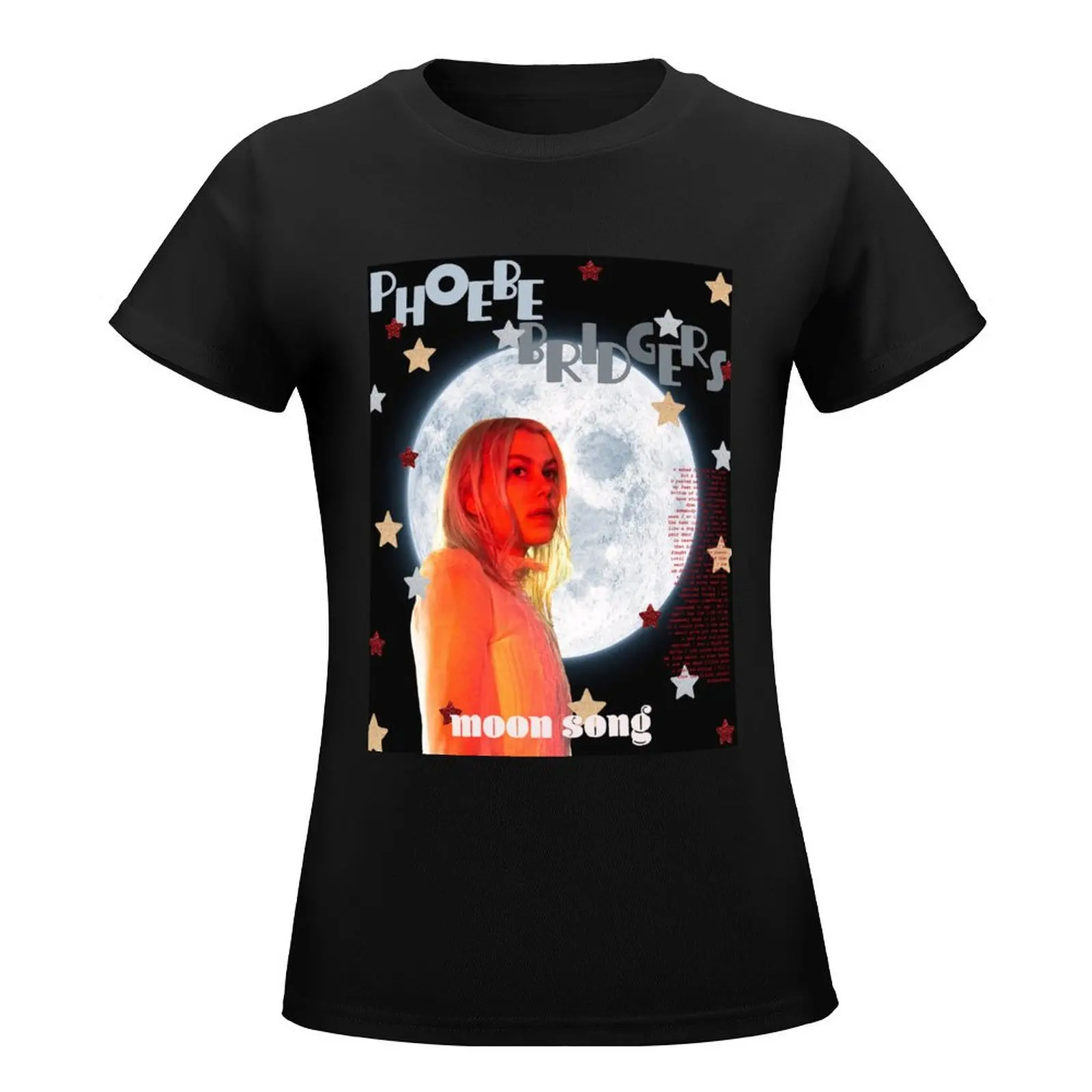 phoebe bridgers moon song poster red stars T-Shirt animal print customs heavyweights t shirts for Womens