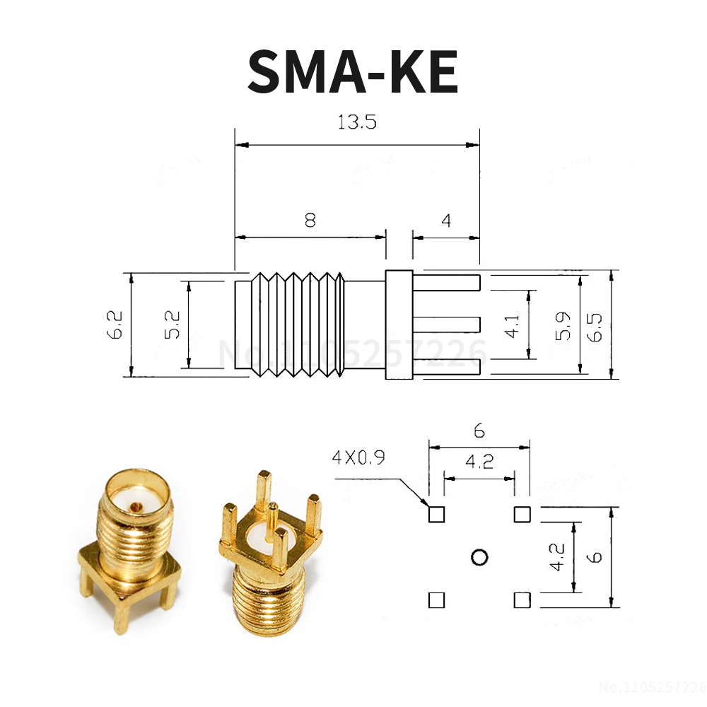 SMA-KWE/KHD connector SMA RF antenna socket connector with offset/straight pins RF male thread with female socket (1pcs)