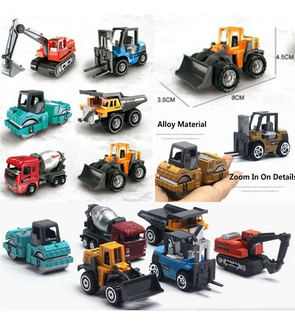 Unity Toy Alloy Model 1:64 scale 6'lı Construction Tools and Machinery Game Mendislik bulldozer crane DAMPERLİ TRUCK t