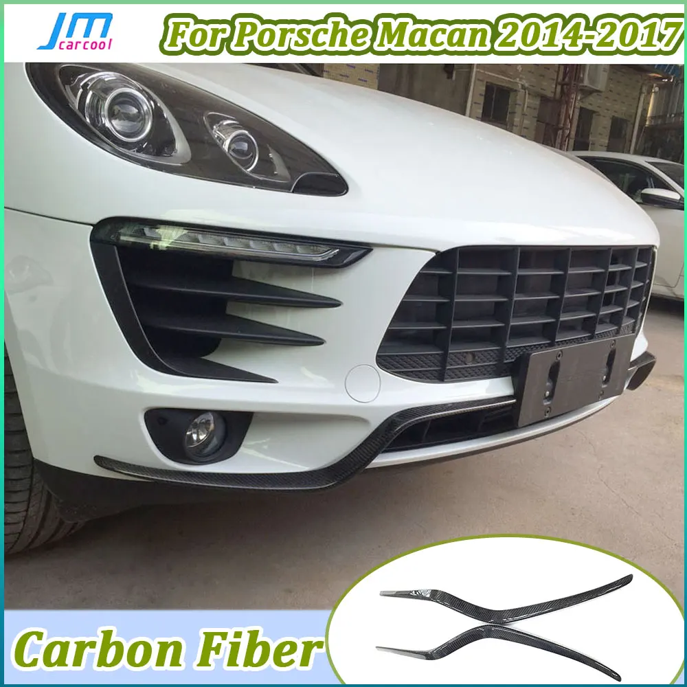 

Подходит для Porsche Macan 2014-2017, накладка на передний бампер, декоративные веки из настоящего углеродного волокна, полоски воздушного ножа