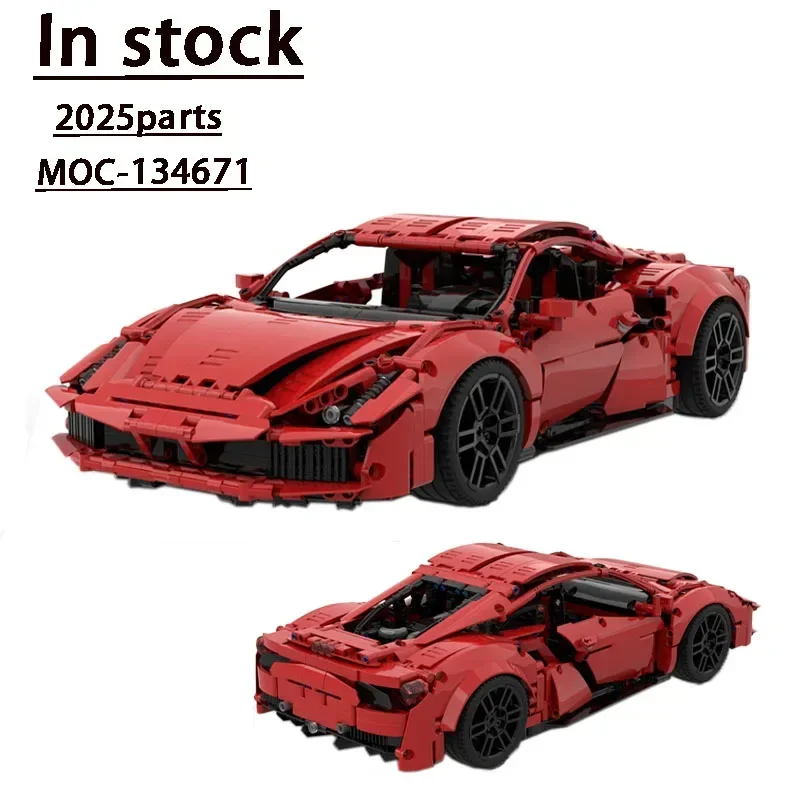 New MOC-134671 Red GTB Supercar Splicing Building Block Model 2025 Parts Supercar Building Block Model Kids Birthday Toy Gift