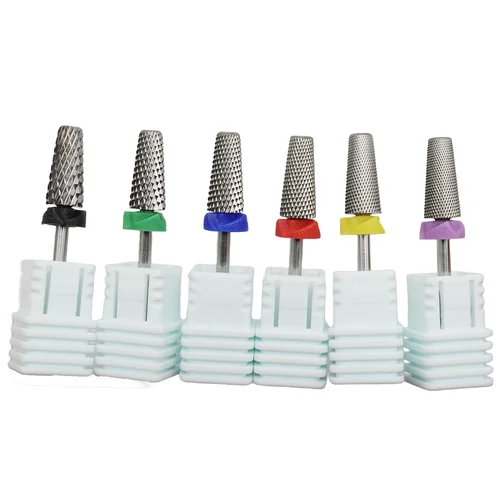 Imagen 2 del producto Brocas para uñas de carburo de seguridad cónicas con dientes cruzados 5 en 1 con taladros de corte, fresa de carburo para quitar Gel