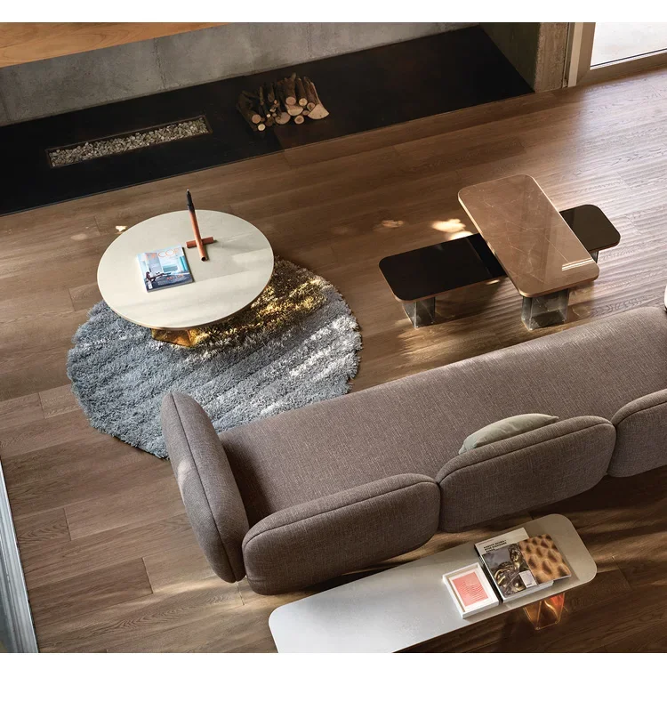 AAModern Light Luxury Italian Cafe Hotel Villa Living Room Ice Cube Glass Coffee Table