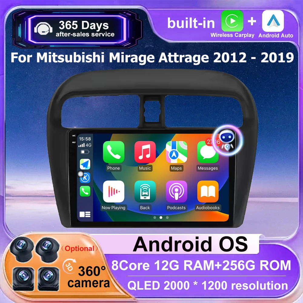 Car Radio Multimedia Player Navigation GPS Tools For Mitsubishi Mirage Attrage 2012 - 2019 Android 16 Auto Wireless Carplay DSP