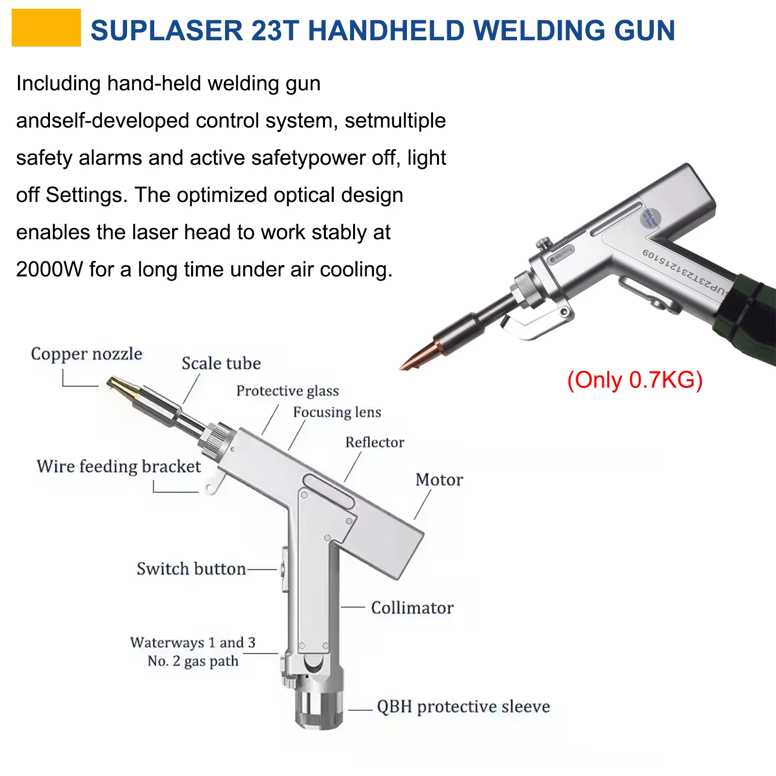 1200W Handheld Laser Welder Fiber Laser Air-Cooled Welder Rust Cleaning for Metal Weldings Cleaning Cutting Air Cooling Welding