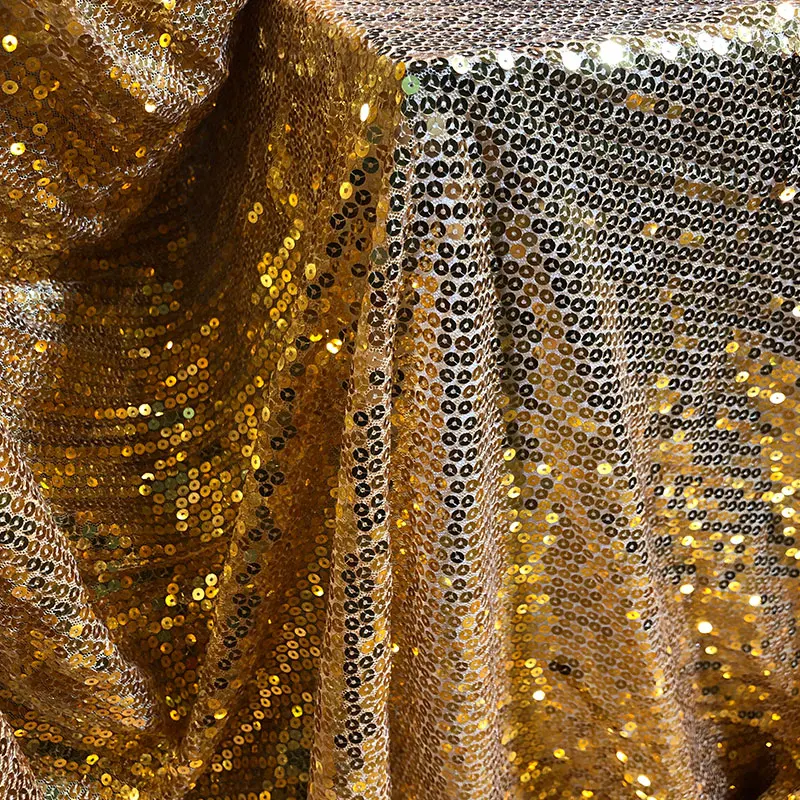 Tecido de lantejoulas brilhantes douradas costura vestido de casamento, vestido de noite, traje de palco DIY decoração de casamento tecido de designer