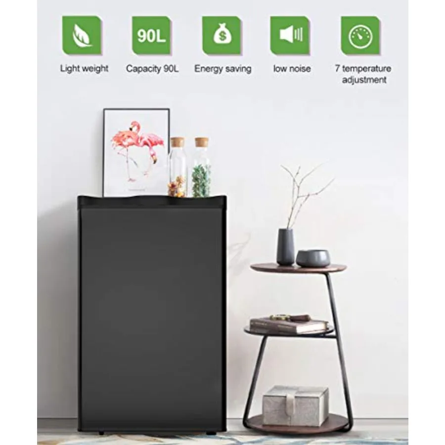 3.2 Cu.Ft Mini Compact Refrigerator Under Counter Fridge with Small Freezer Removable Glass Shelves - Drinks Food Beer Storage