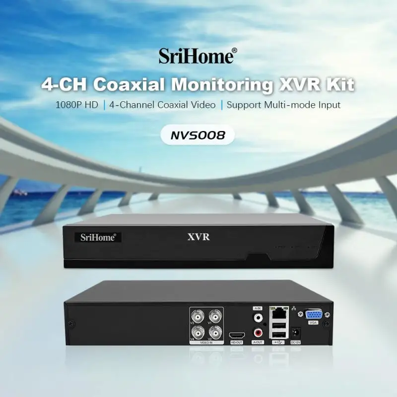 

Srihome NVS008 4CH HD 1080P TVI/AHD/DVR/NVR/CVI Coaxial Monitor XVR Kit Max 8TB HDD HDMI VGA Output H.265 Network Video Recorder