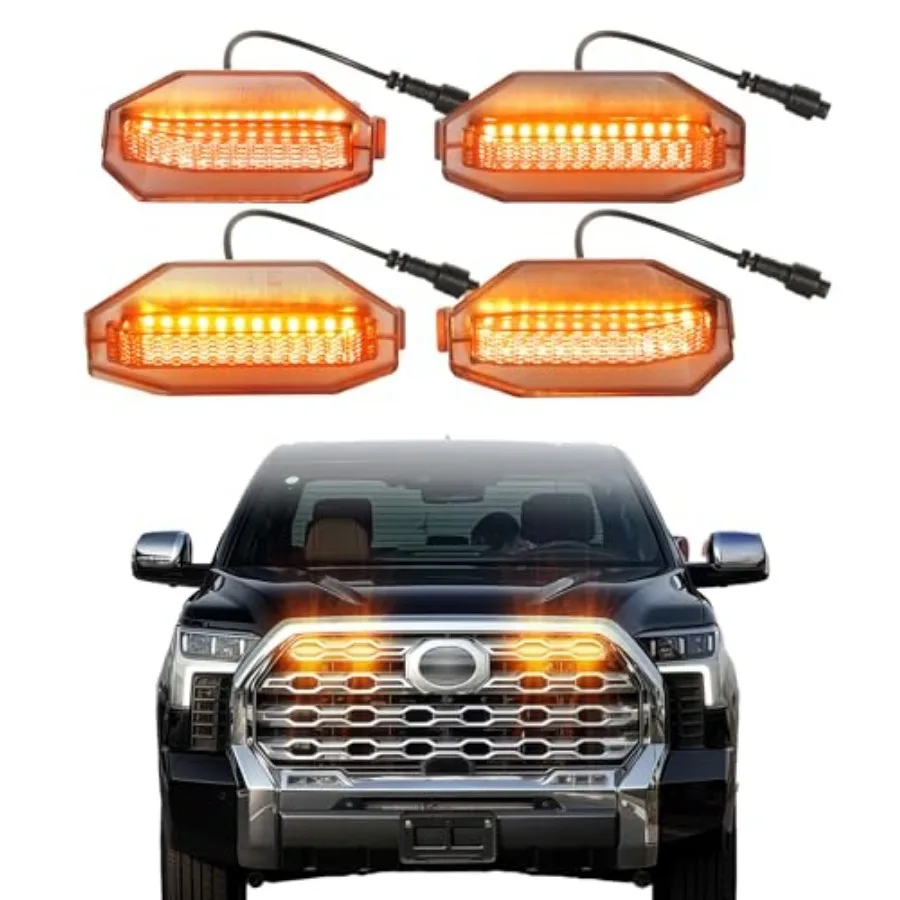 

Direct-Snap LED Grill Lights for Toyota Tundra 2022-2025 2026 Accessories Front Grille Head Light Only Fits Platinum and 1794 E