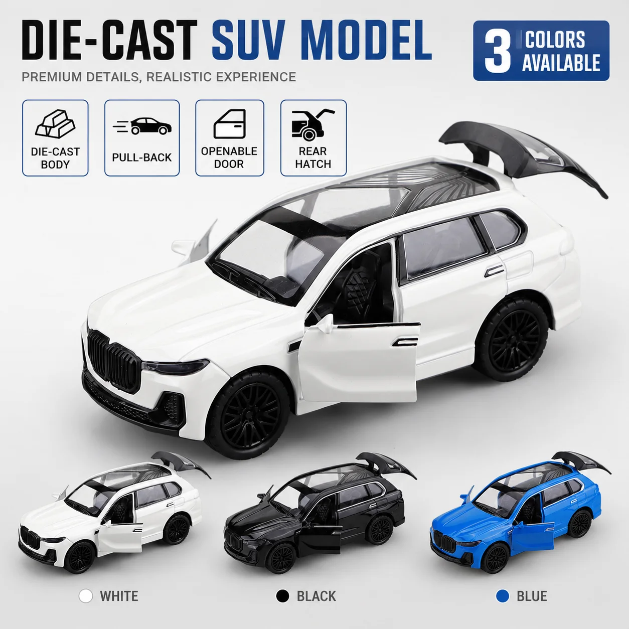 (Corrugated Box) 1/36 Scale, Diecast Luxury SUV Style Toy Car, Powerful Spring, Metal Casting, Boy's Toy, the Best Gift.