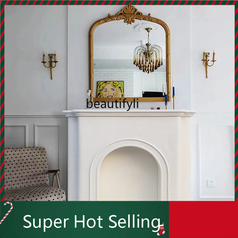 

D071 Marble Fireplace French Style Console Table B & B Artistic Living Room Nordic Stone Curio Cabinet