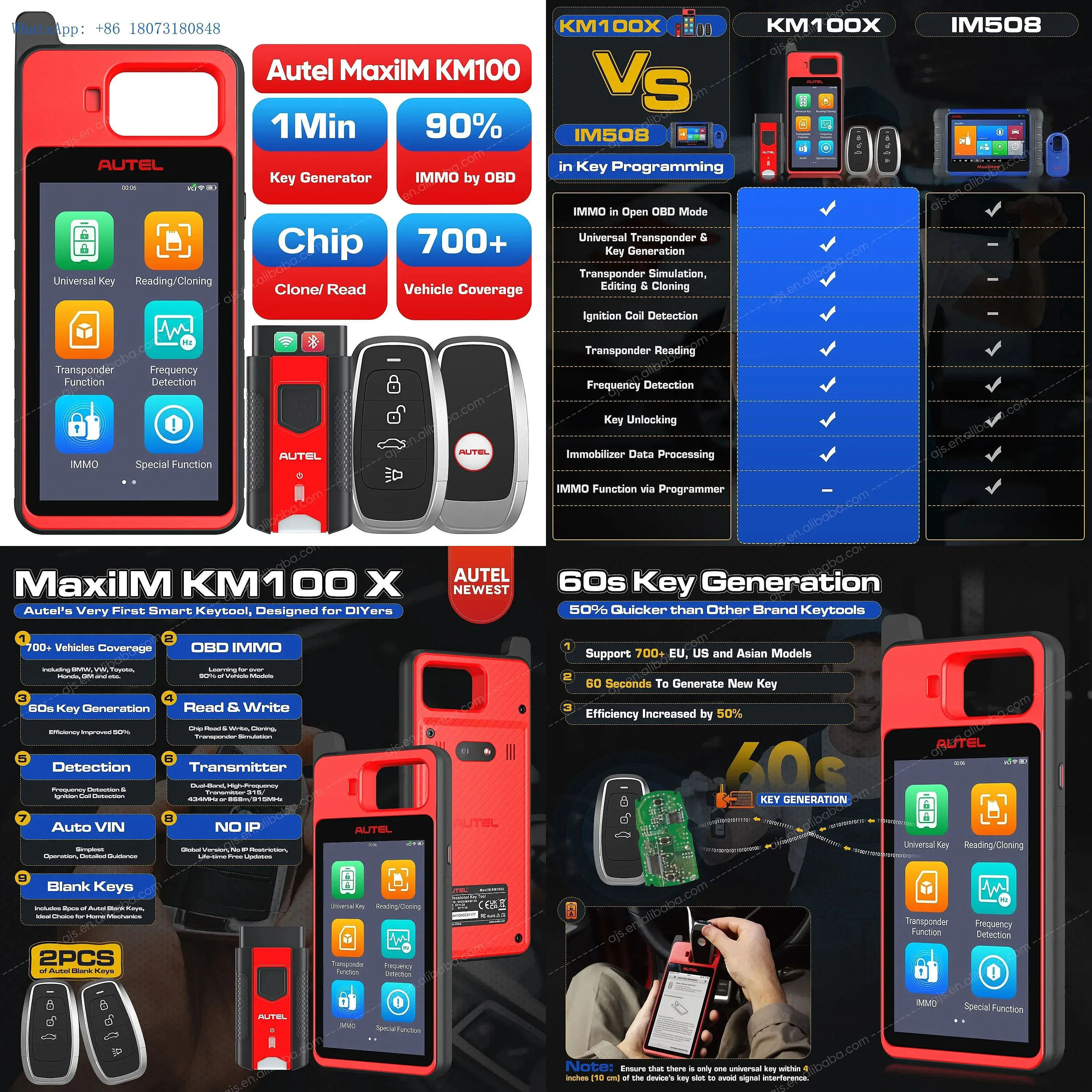 Autel KM100 X E IMMO Car Key Programmer MaxiIM PRO Auto Ikey Programming Diagnostic Tools Scanners Altar KM 100 KM100X KM100E