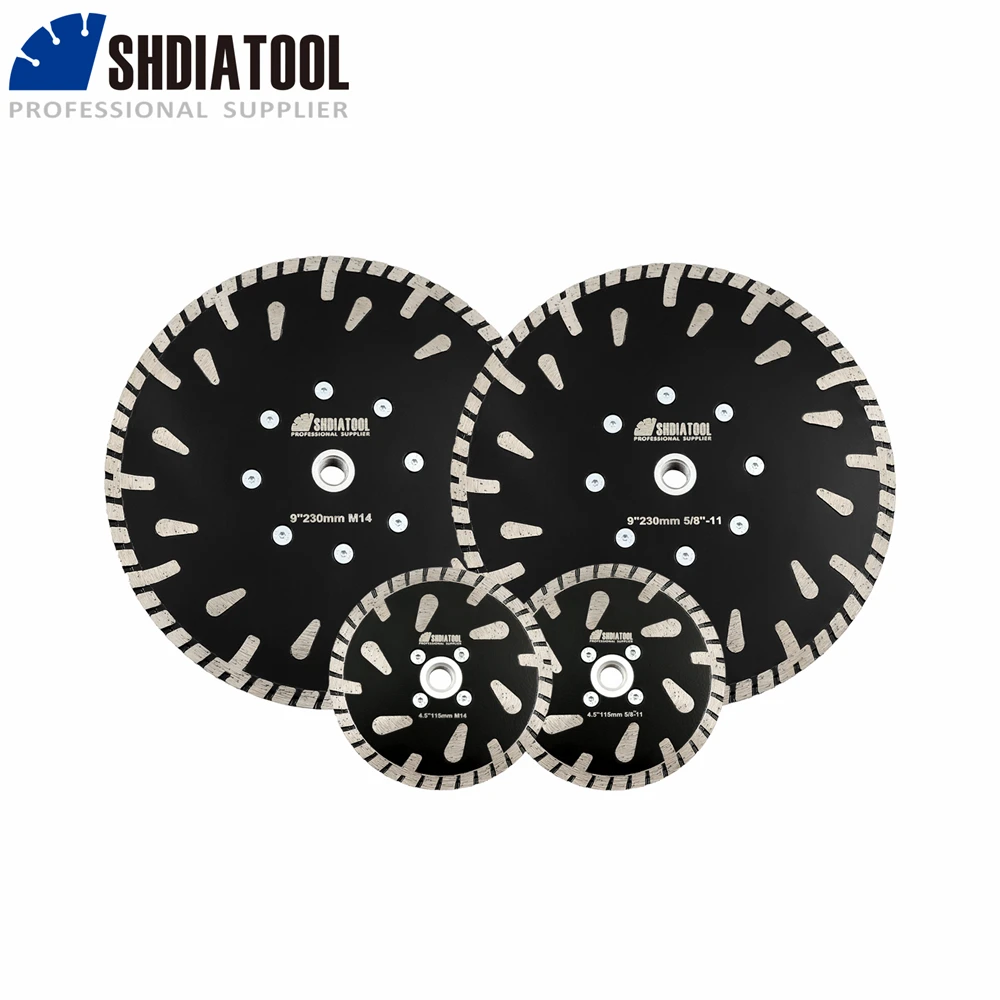 SHDIATOOL 1pc Diamond Cutting Disc Teardrop Turbo Saw Blade Granite Concrete Block Granite Marble Brick Wheel with Flange