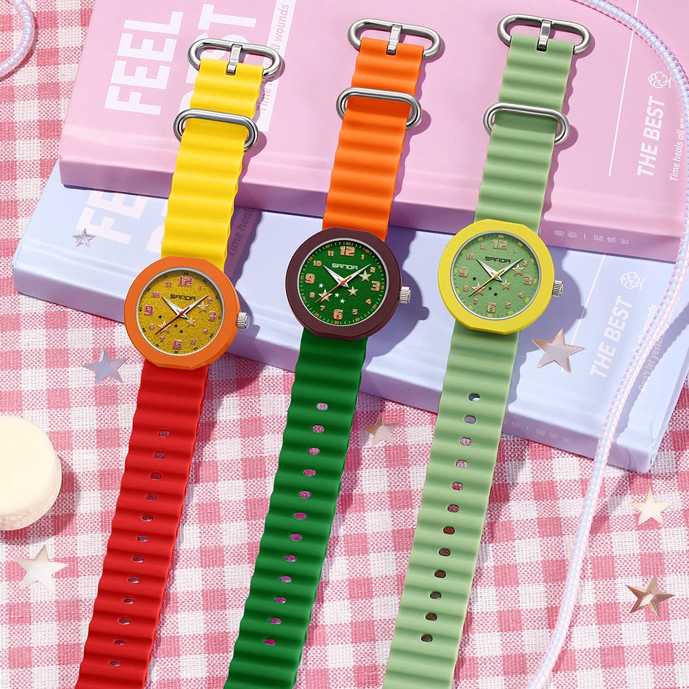 SANDA Luxury Women's Elegant Special Design Waterproof Quartz Silicone Watch Gift for Ladies Wristwatch Relogio Feminino