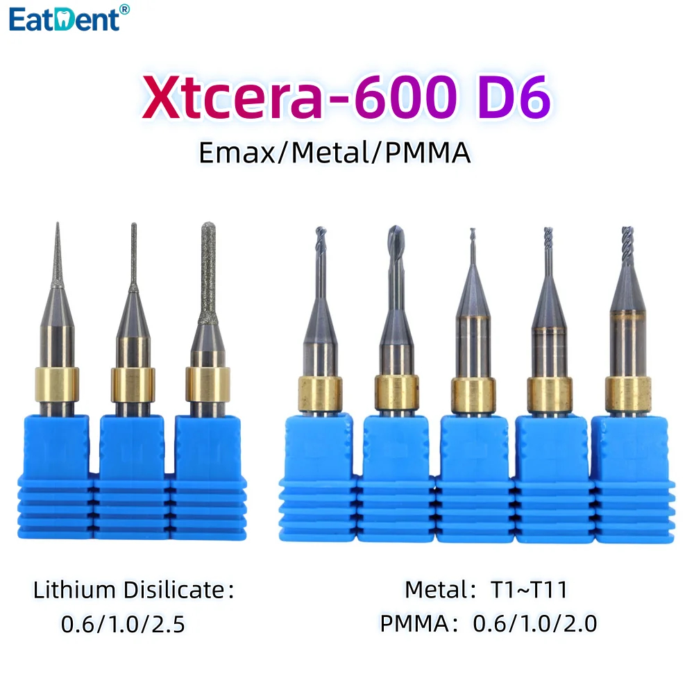 Фрезы XTCERA 600 Xmill 600/630 для обработки литий-дисиликата, PMMA, металла, титана, кобальт-кобальт-никель (CoCr), фрезеры для CAD/CAM, шлифовальные сверла.