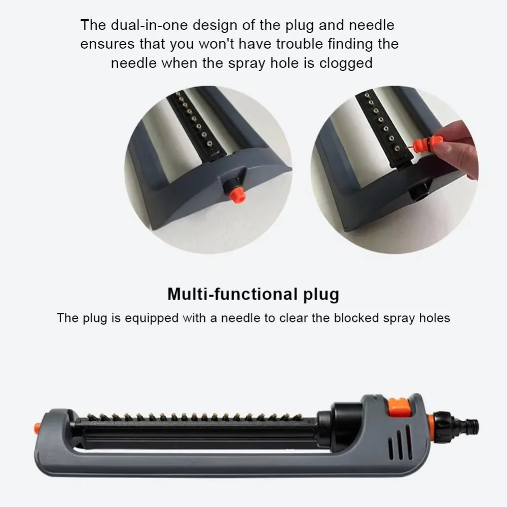 19 Hole Nozzles Oscillating Sprinkler 4 Modes Automatic Swing Irrigation Sprinkler Wide Coverage Weighted Base Water Sprayer