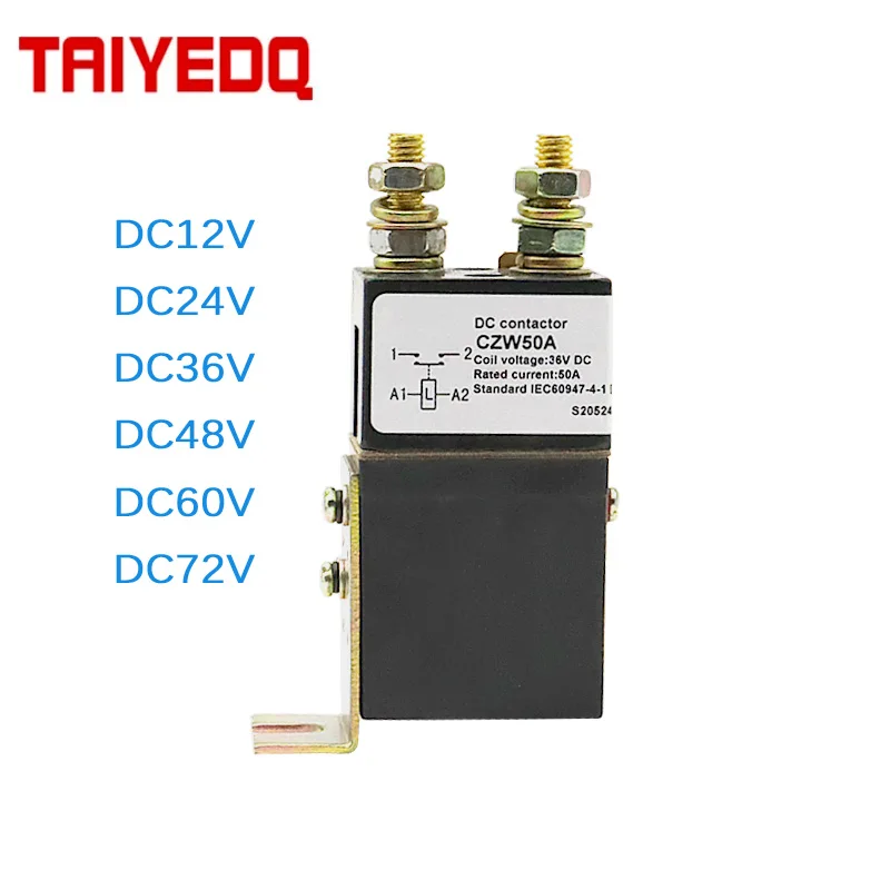 SW50 DC Contactor 1NO 12V 24V 36V 48V 60V 72V For Vehicles Construction Machinery Photovoltaic DC Voltage Relay Contactor