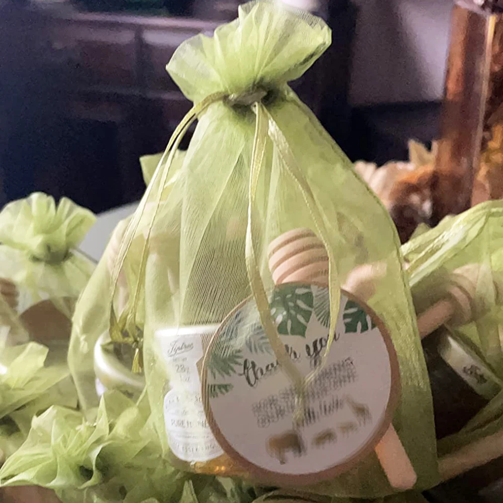 20/50 قطعة أكياس الأورجانزا الخضراء الزيتون الأبيض مجوهرات حقائب للهدايا الرباط أكياس الحلوى عيد الميلاد حفل زفاف التعبئة والتغليف حقيبة صغيرة #2