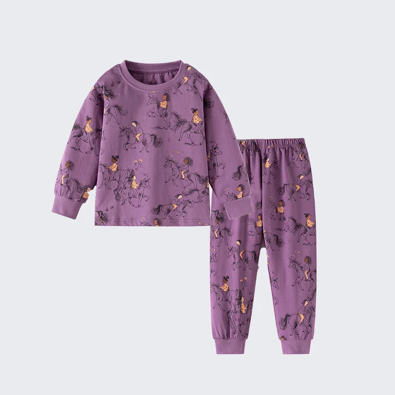 

Girls' Autumn New Casual Round Neck Long Sleeve Elastic Waist Base Layer Set for Toddlers and Young Girls